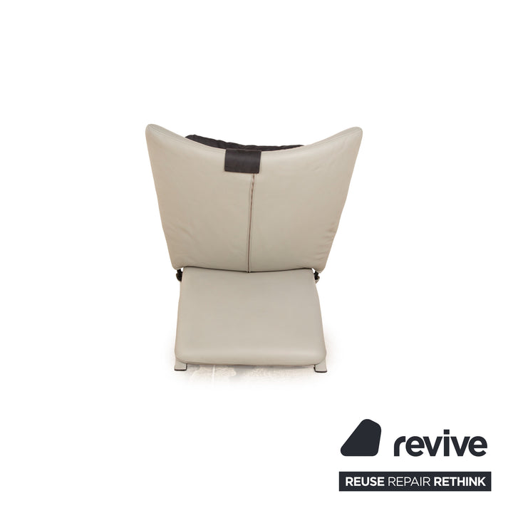 WK Wohnen Spot 698 leather armchair grey including neck cushion manual function