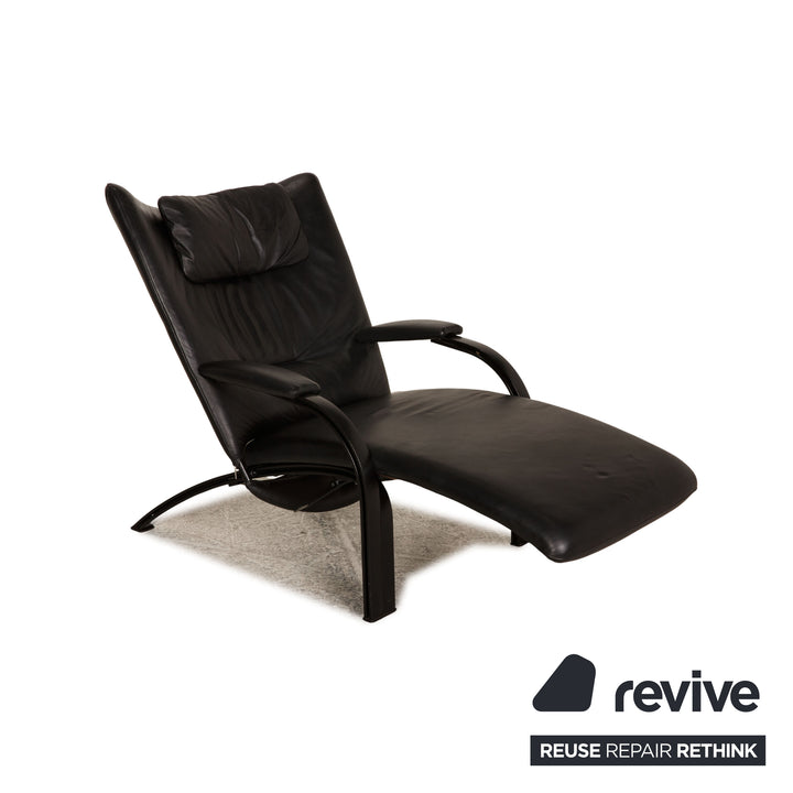 WK Wohnen Spot 698 Fauteuil en cuir noir Fonction fonction détente