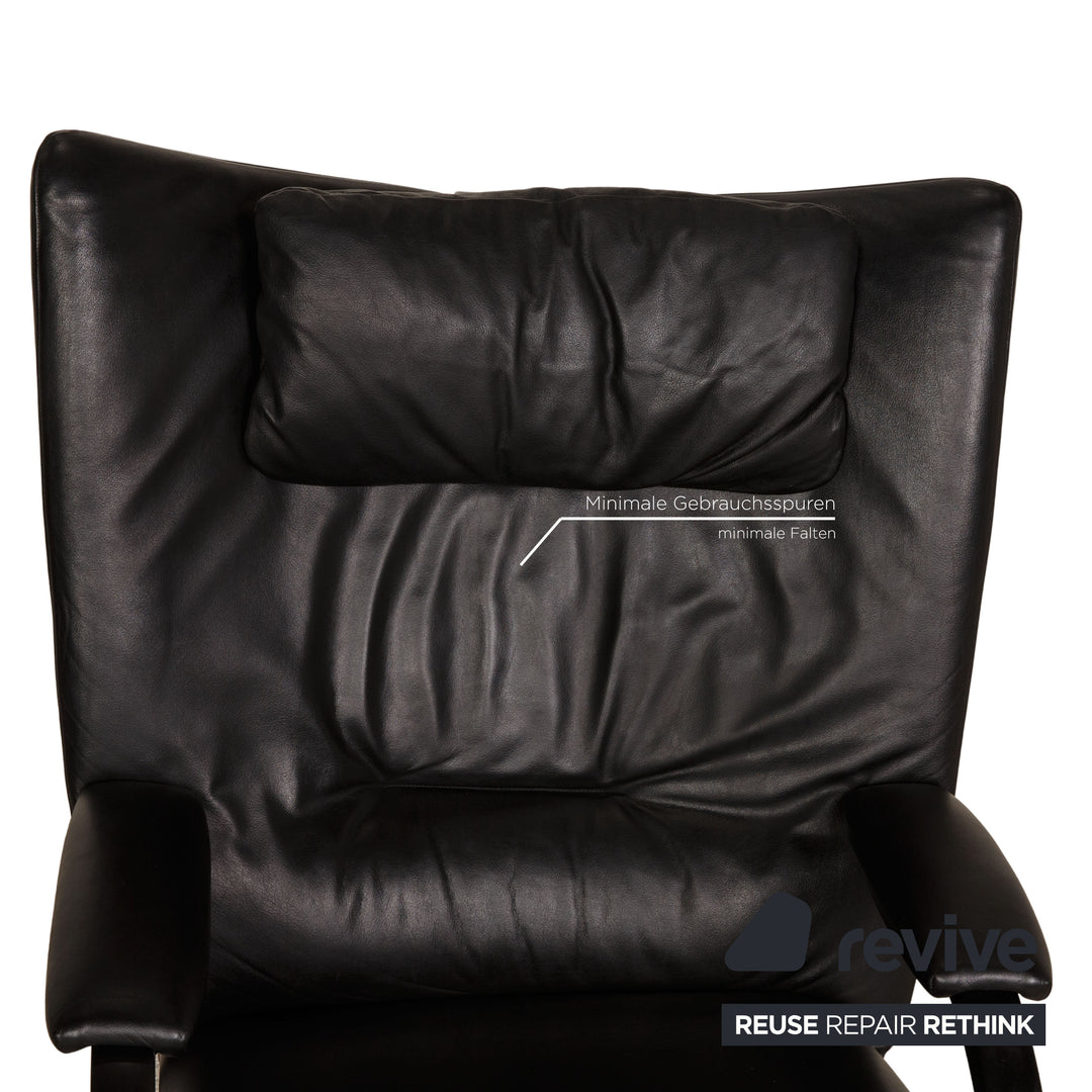 WK Wohnen Spot 698 Fauteuil en cuir noir Fonction fonction détente