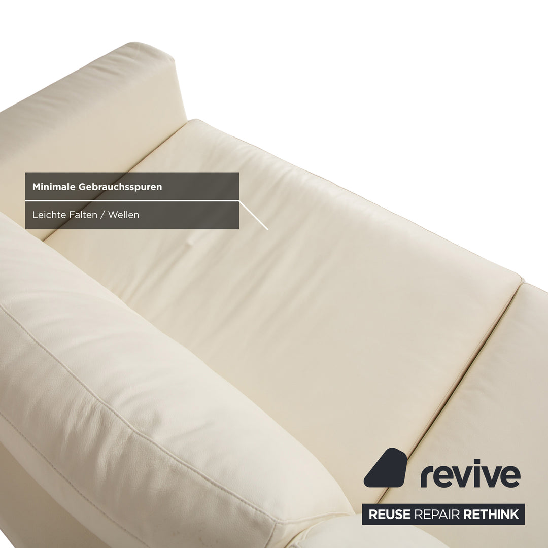WK Wohnen WK 620 Leder Viersitzer Creme Weiß Sofa Couch