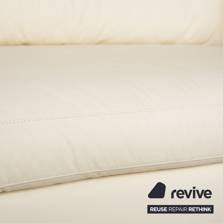 WK Wohnen WK 620 Set Leder 2x Viersitzer Creme Weiß Sofa Couch