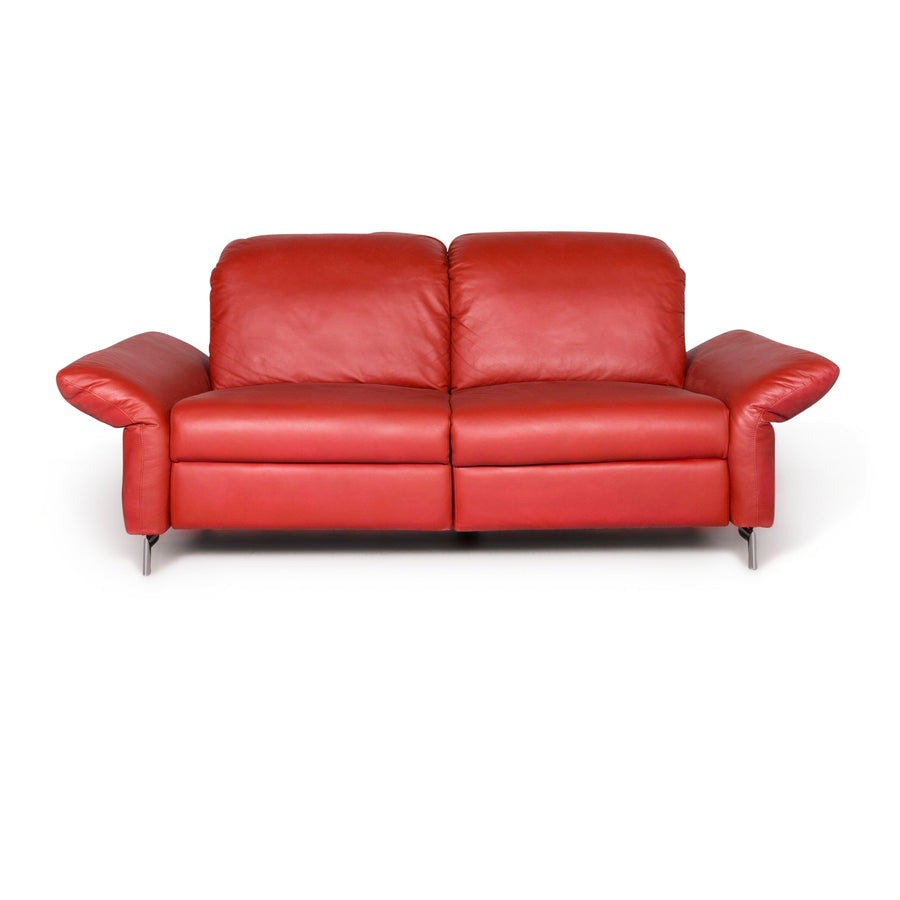Willi Schillig Siena Designer Leder Sofa Rot Echtleder Dreisityer Couch Funktion Elektrisch #7586