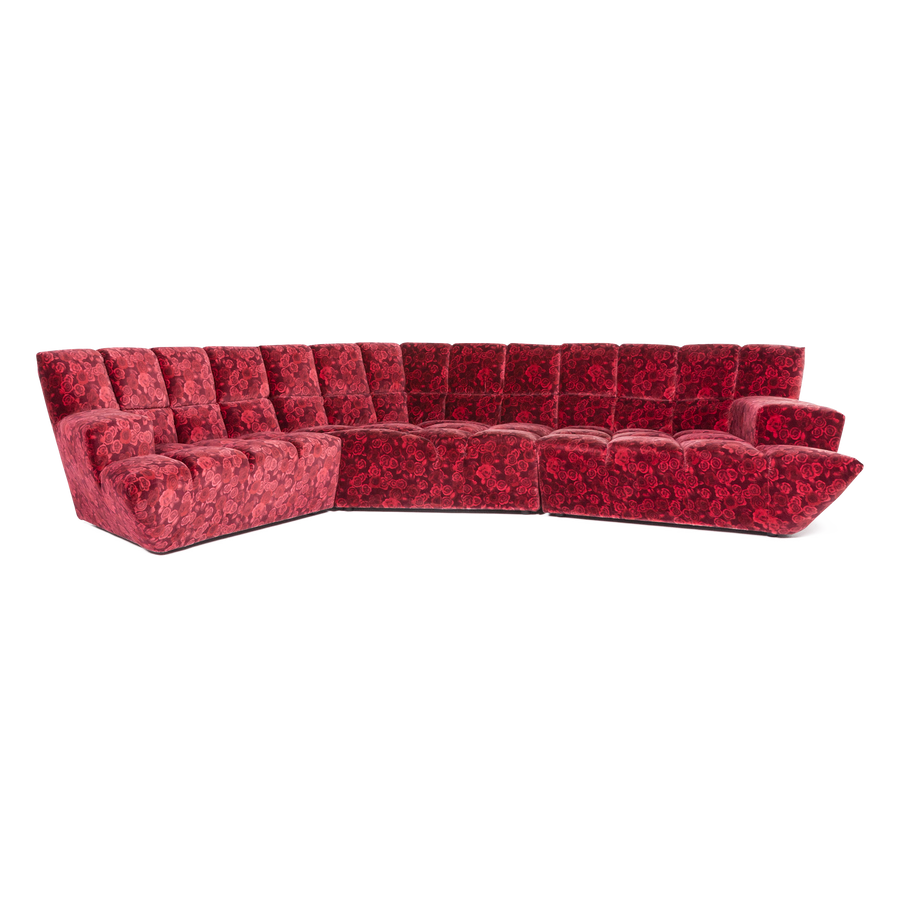 Bretz Cloud 7 Stoff Ecksofa Rot Muster Sofa Couch #8543