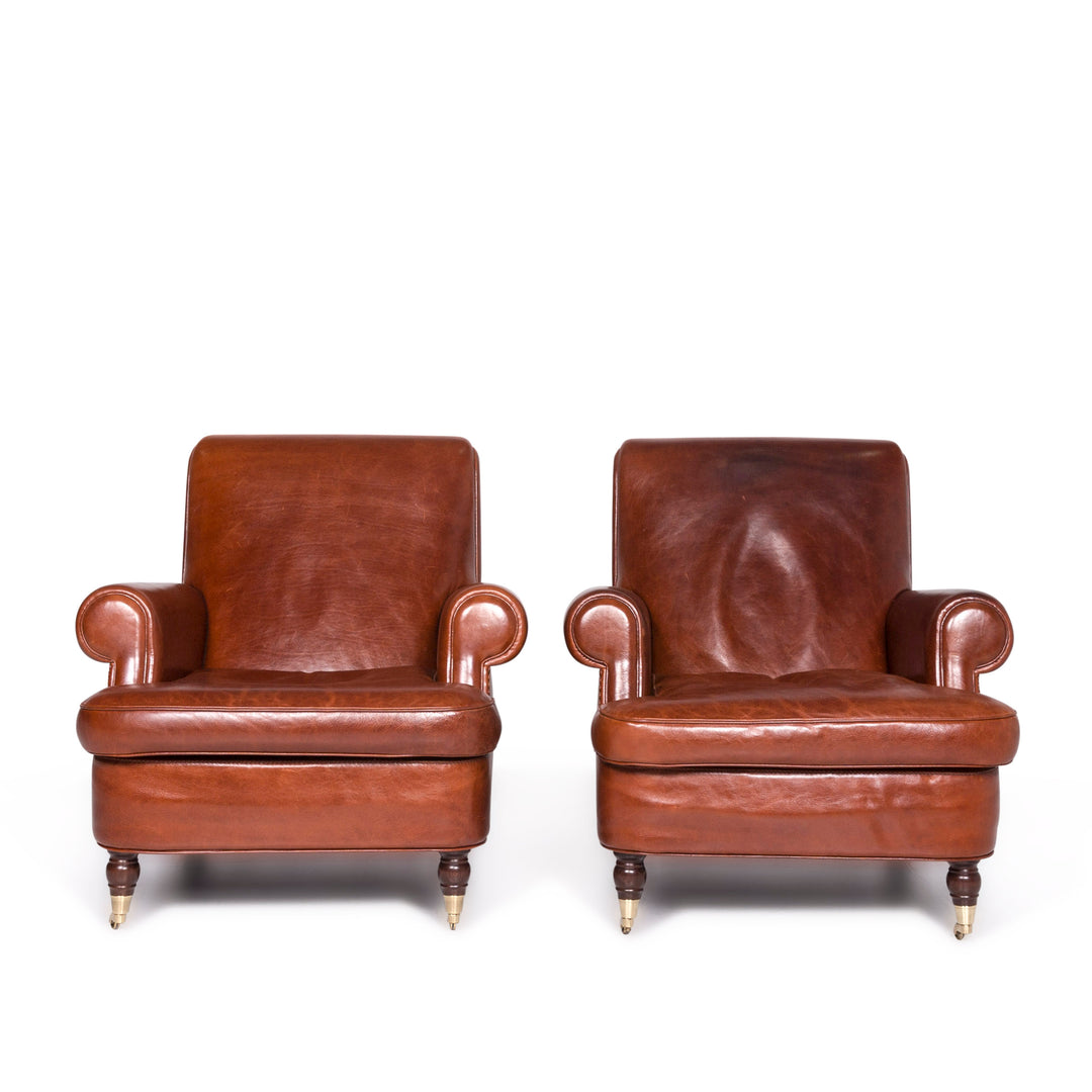 Baxter Charlotte Designer Ensemble de 2 fauteuils en cuir Marron #9374