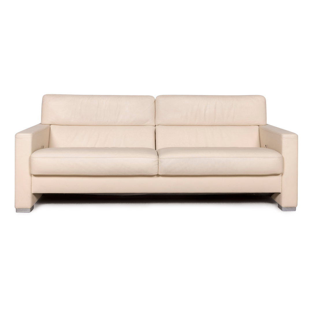Brühl Designer Leder Sofa Beige Dreisitzer Echtleder Couch #8265