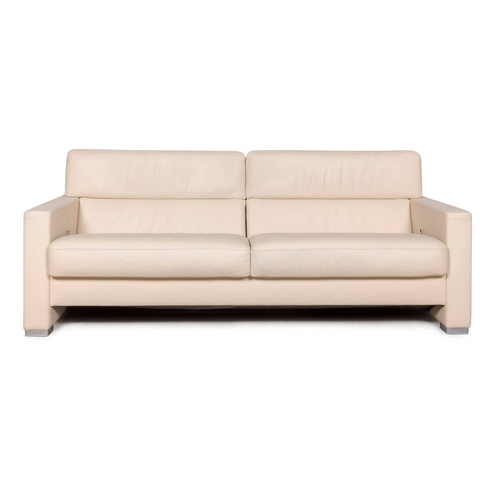 Brühl Designer Leder Sofa Beige Dreisitzer Echtleder Couch #8265