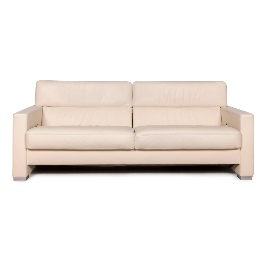Brühl Designer Leder Sofa Beige Dreisitzer Echtleder Couch #8265