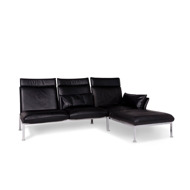 Brühl & Sippold Roro Leder Ecksofa Schwarz Funktion Couch #9781