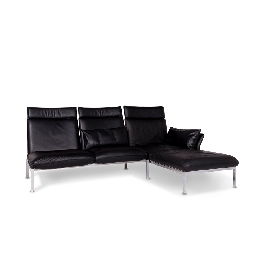 Brühl & Sippold Roro Leder Ecksofa Schwarz Funktion Couch #9781