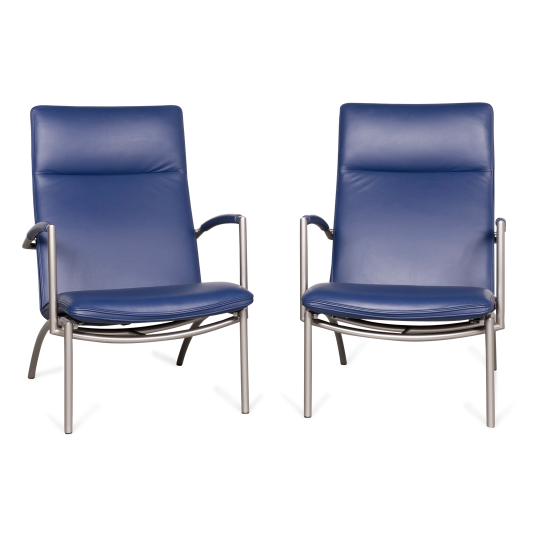 Cor Pando Designer Leder Sessel Blau Zwei Stück Echtleder #8174