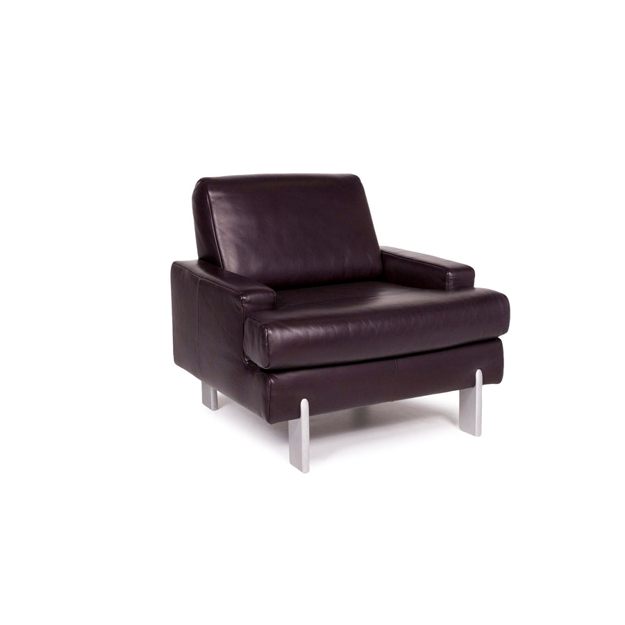BMP Rolf Benz Fauteuil en cuir Aubergine #11194
