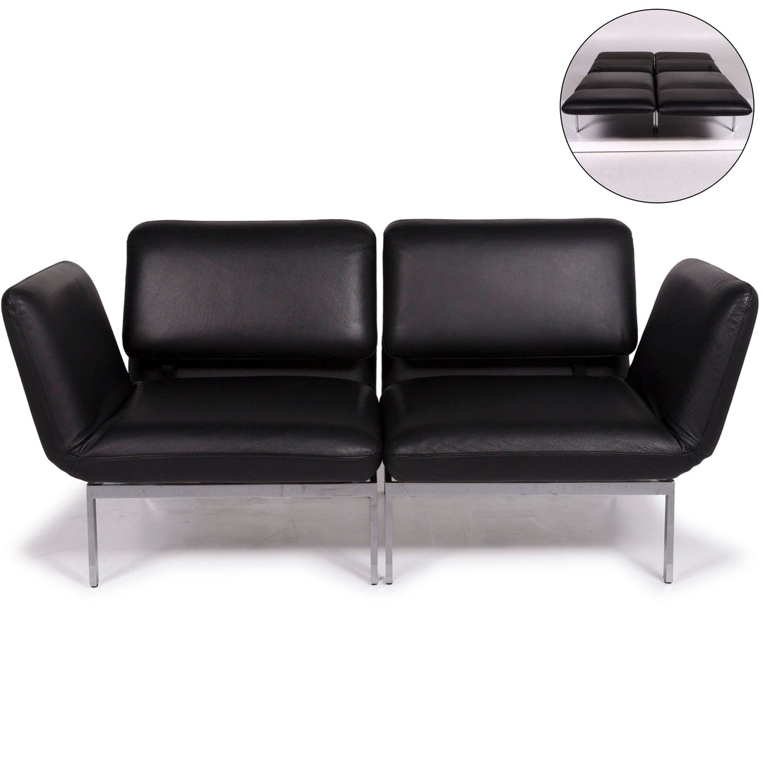Brühl & Sippold Roro Leder Sessel Garnitur Schwarz Sofa inkl. Funktion #11786