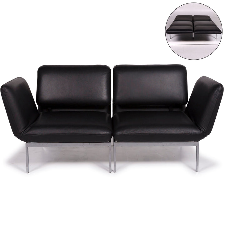 Brühl & Sippold Roro Leder Sessel Garnitur Schwarz Sofa inkl. Funktion #11786