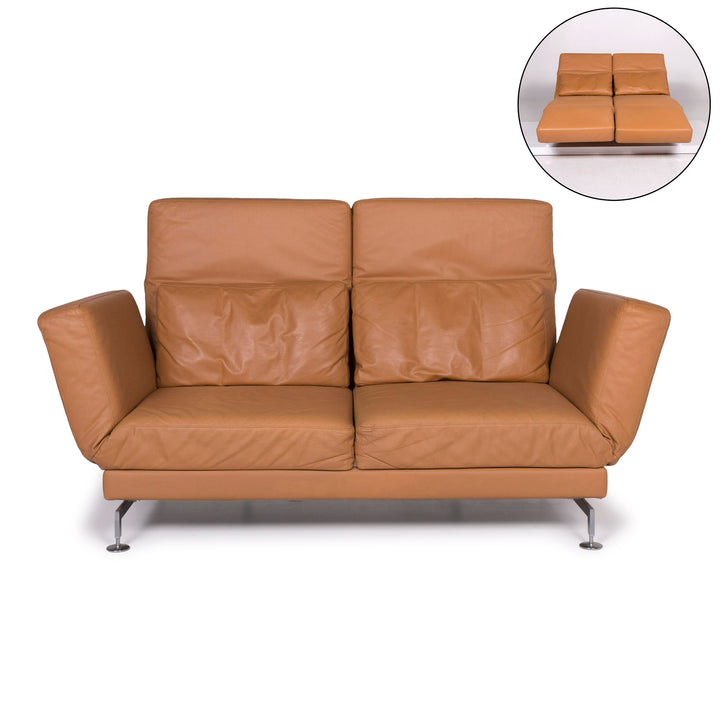 Brühl & Sippold Moule leather sofa brown two-seater including function #11544