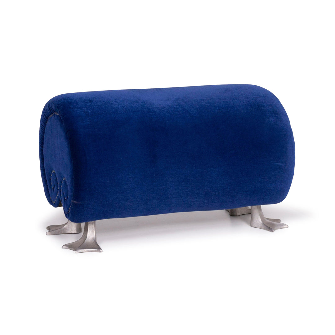 Bretz Gaudi Samt Hocker Blau #11749