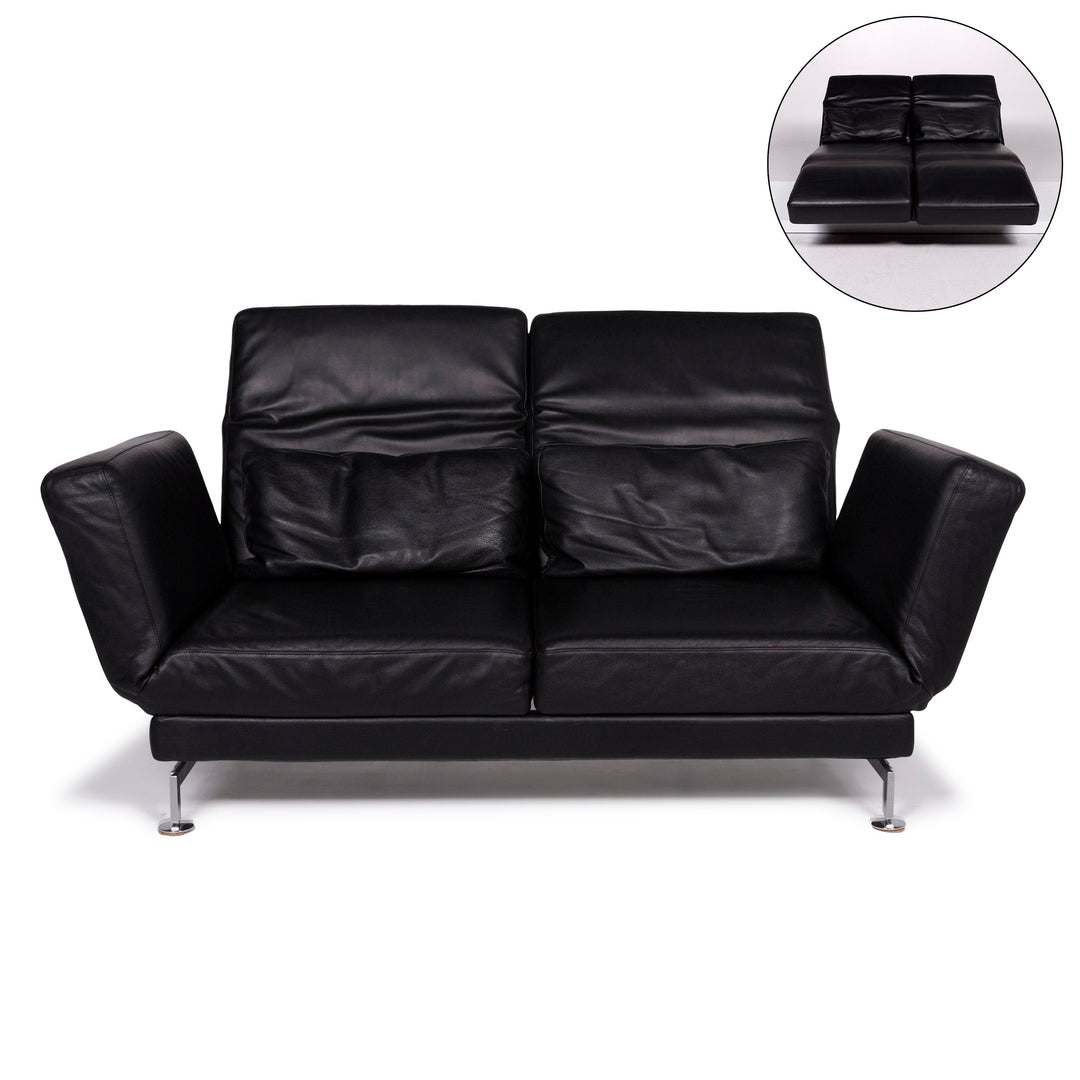 Brühl Moule Leder Sofa Schwarz Zweisitzer