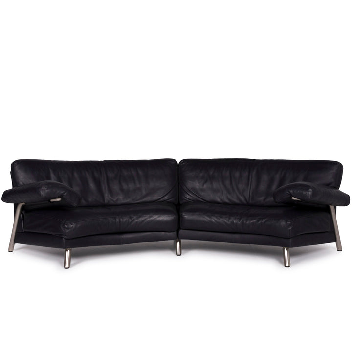 WK Wohnen canapé en cuir bleu foncé quatre places #10740