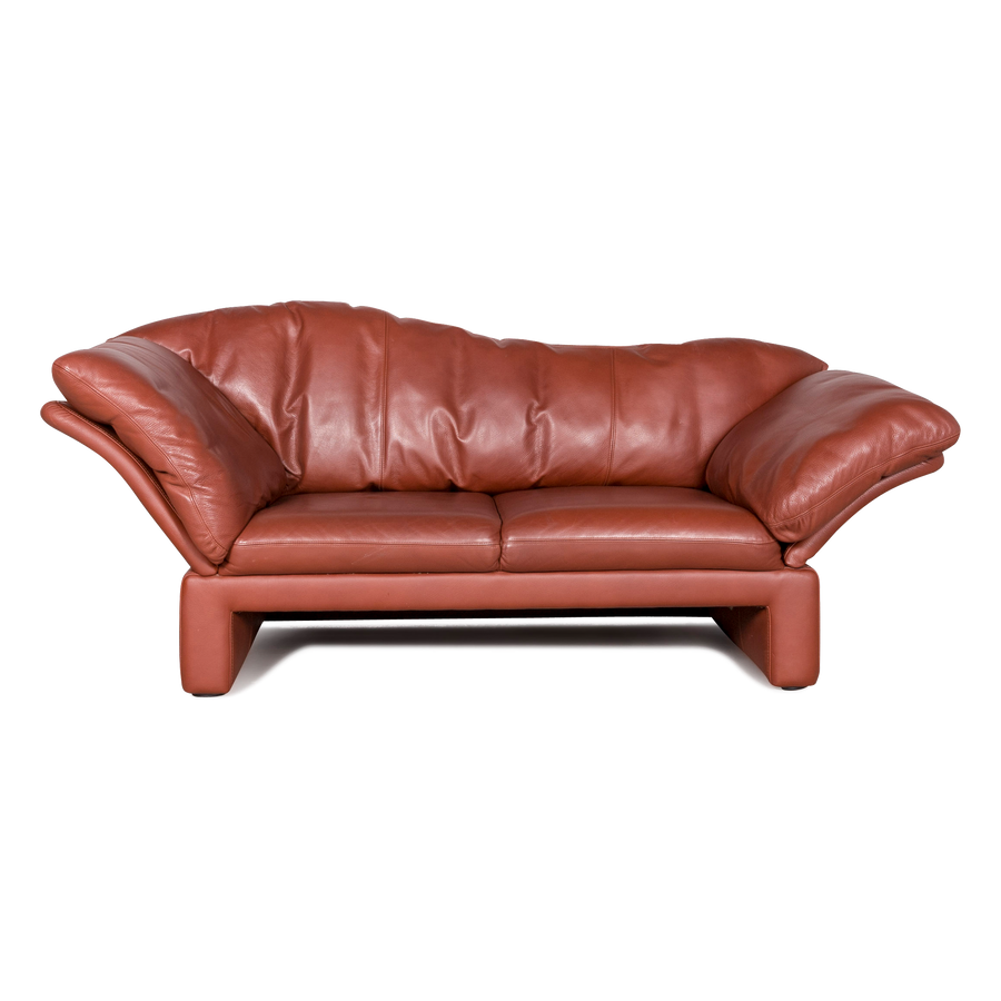 Brühl Prelude Designer Leder Sofa Rot Echtleder Zweisitzer #8069