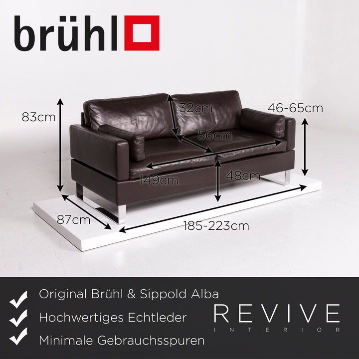 Brühl & Sippold Alba Leder Sofa Garnitur Braun 2x Zweisitzer #12194