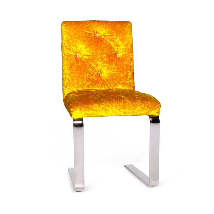 Bretz Marilyn Velvet Fabric Chair Yellow Armchair #9264