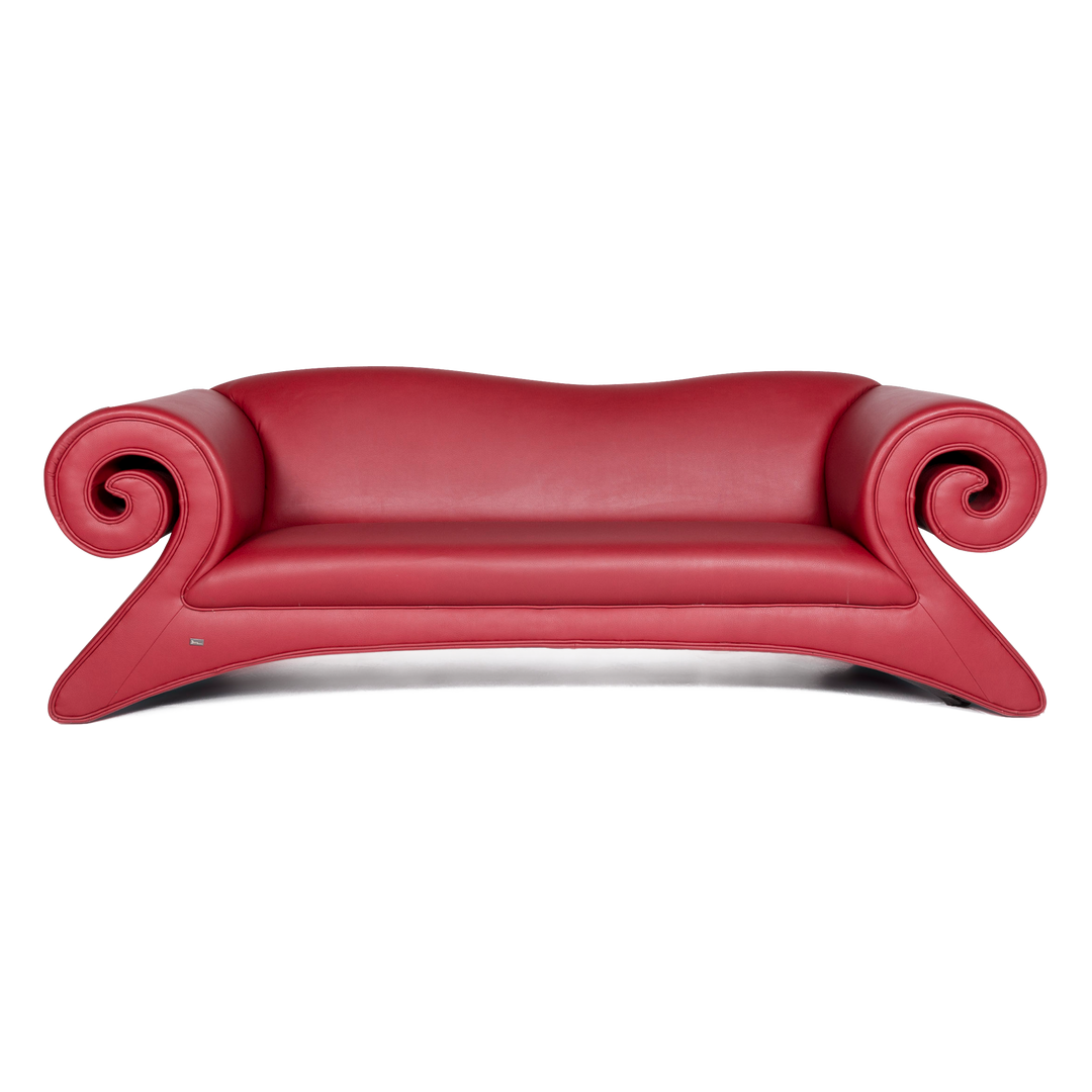 Bretz Mammut Faux Leather Sofa Red Three Seater Couch #8365