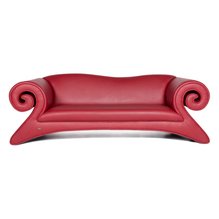 Bretz Mammut Faux Leather Sofa Red Three Seater Couch #8365