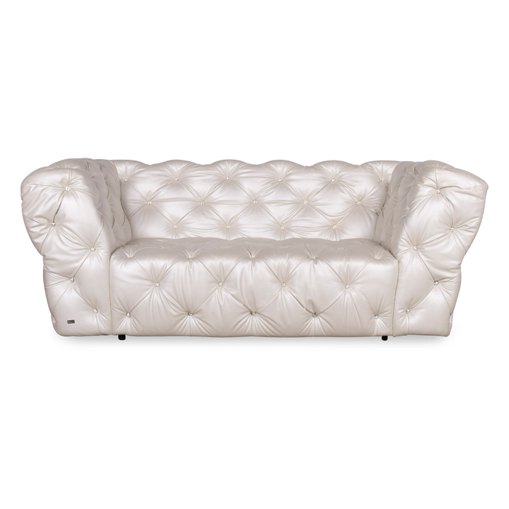 Bretz Marilyn Leather Sofa Cream Ivory Genuine Leather Three Seater Gemstone Couch #7319