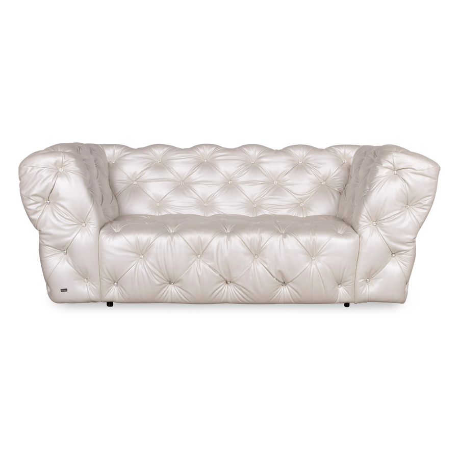 Bretz Marilyn Leather Sofa Cream Ivory Genuine Leather Three Seater Gemstone Couch #7319