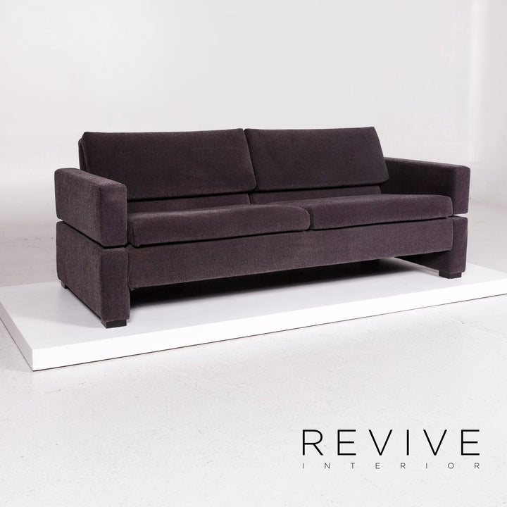 Brühl & Sippold Tomo Samt Stoff Sofa Anthrazit Grau Dreisitzer Couch #11430