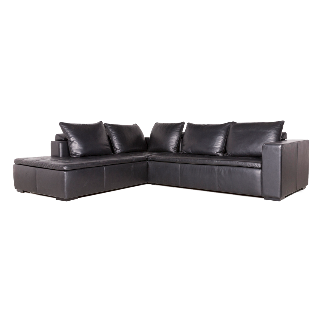 BoConcept Designer Leder Ecksofa Schwarz Echtleder Sofa Couch #7687