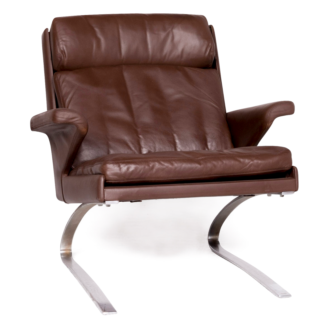 Fauteuil design Cor Swing en cuir marron par Reinhold Adolf, chaise en cuir véritable #8618