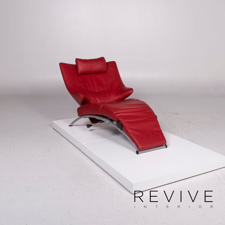 WK Wohnen leather armchair red function relaxation function #11967