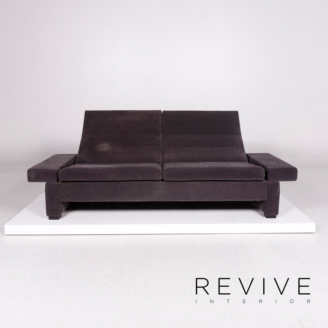 Brühl & Sippold Tomo Samt Stoff Sofa Anthrazit Grau Dreisitzer Couch #11430