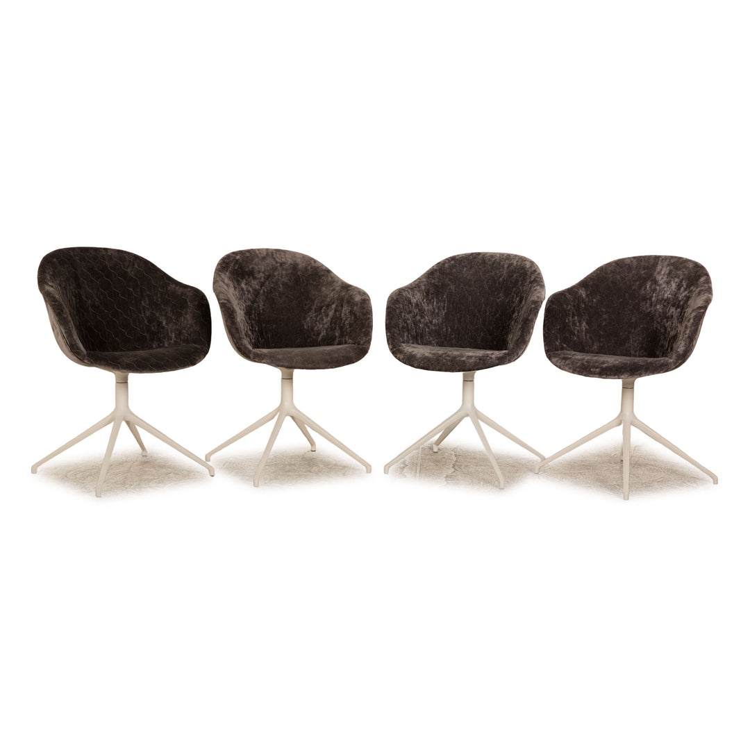 4er Garnitur BoConcept Adelaide Stoff Stuhl Grau manuelle Drehfunktion Esszimmer