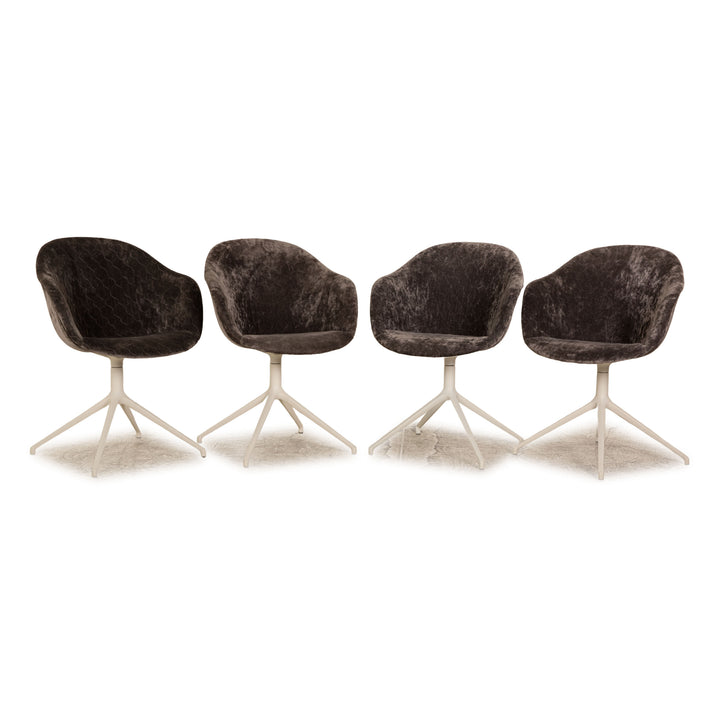 4er Garnitur BoConcept Adelaide Stoff Stuhl Grau manuelle Drehfunktion Esszimmer