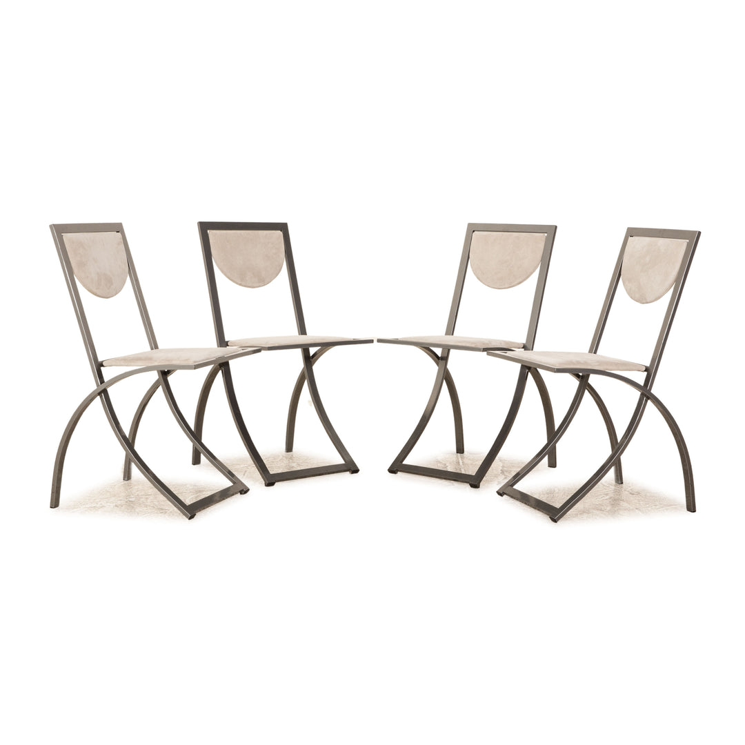 Set of 4 KFF Sinus Fabric Chairs Gray Dining Room