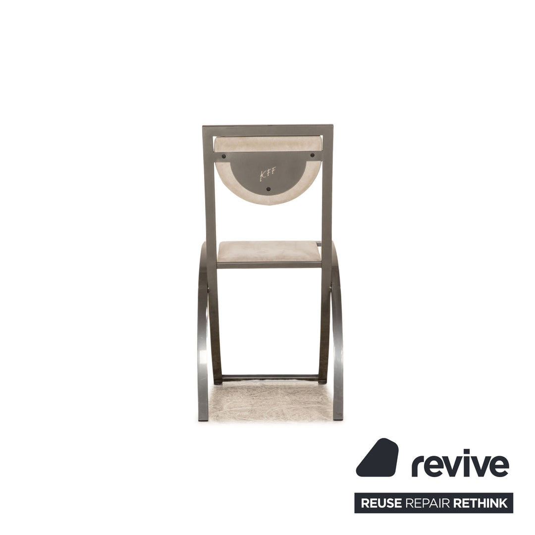 Set of 4 KFF Sinus Fabric Chairs Gray Dining Room