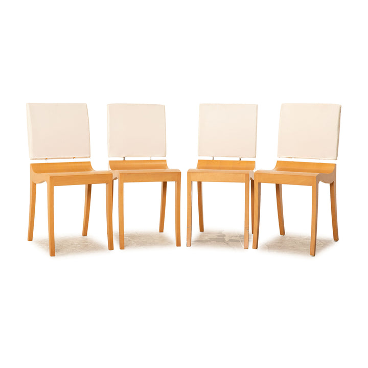 Set of 4 ligne roset Finn wood chair brown white