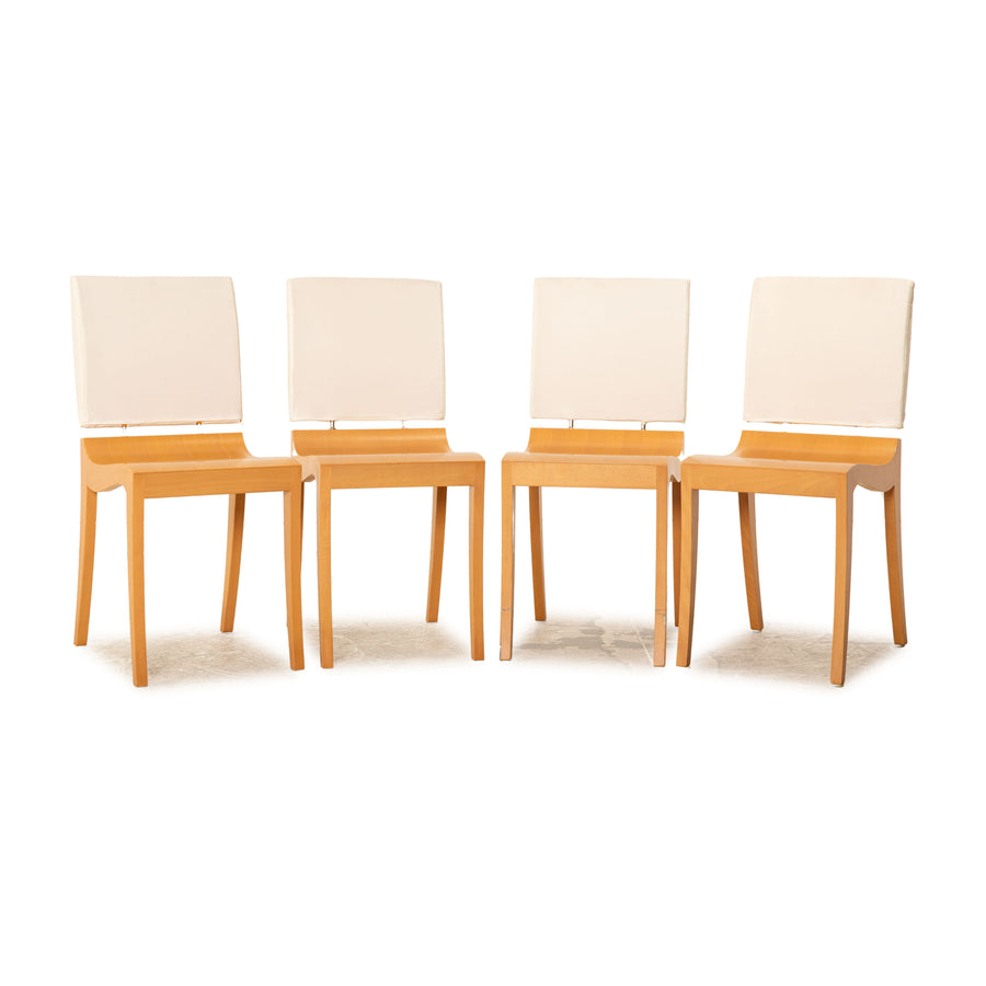 Set of 4 ligne roset Finn wood chair brown white
