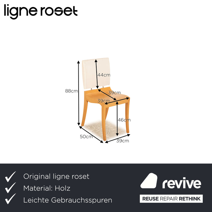 Set of 4 ligne roset Finn wood chair brown white