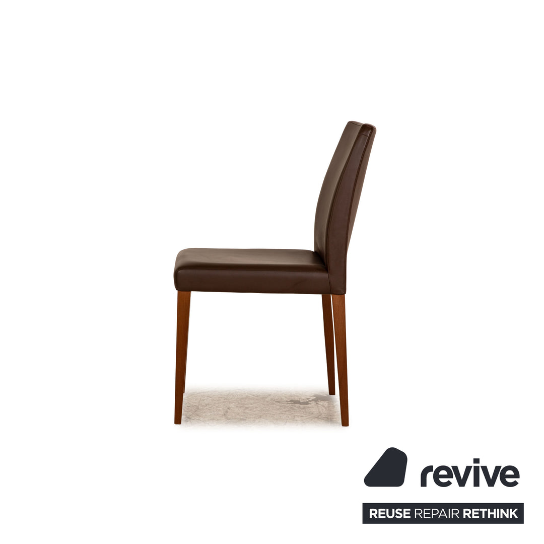 Set of 4 Poltrona Frau Leather Chairs Brown Dining Room
