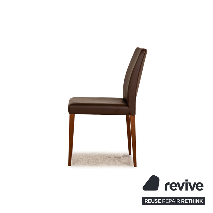 Set of 4 Poltrona Frau Leather Chairs Brown Dining Room