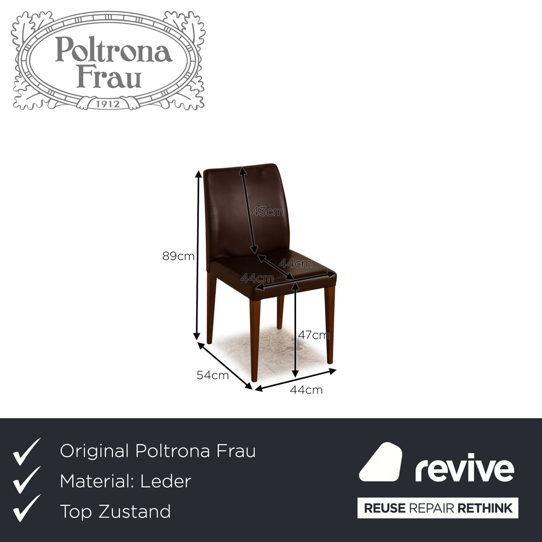 Set of 4 Poltrona Frau Leather Chairs Brown Dining Room