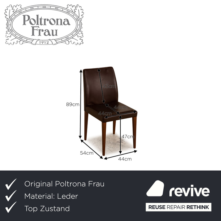 Set of 4 Poltrona Frau Leather Chairs Brown Dining Room