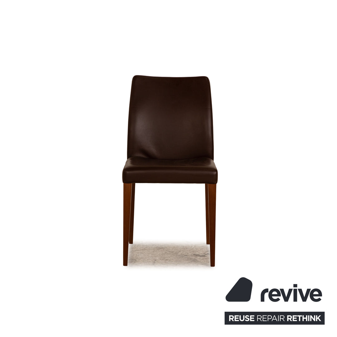 Set of 4 Poltrona Frau Leather Chairs Brown Dining Room