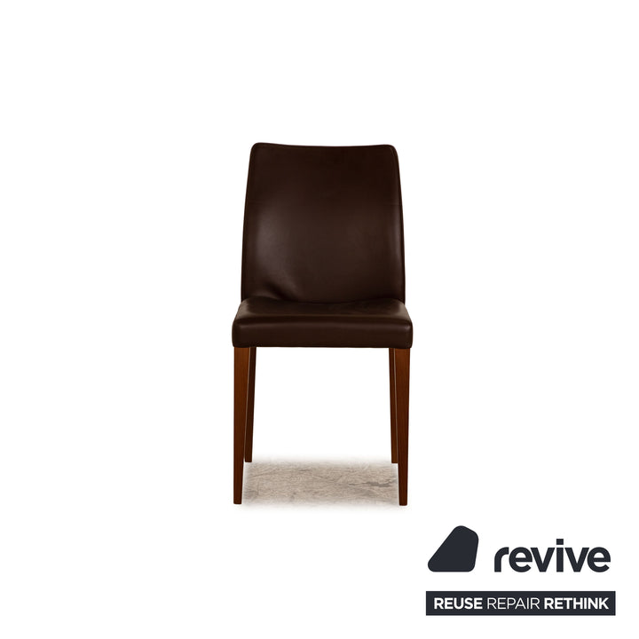 Set of 4 Poltrona Frau Leather Chairs Brown Dining Room