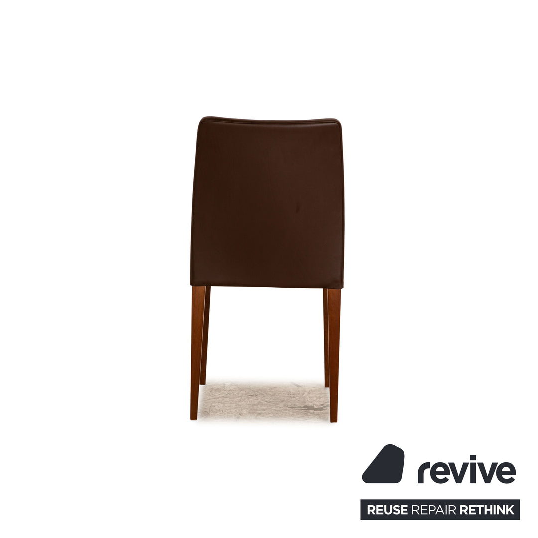 Set of 4 Poltrona Frau Leather Chairs Brown Dining Room