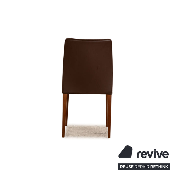 Set of 4 Poltrona Frau Leather Chairs Brown Dining Room