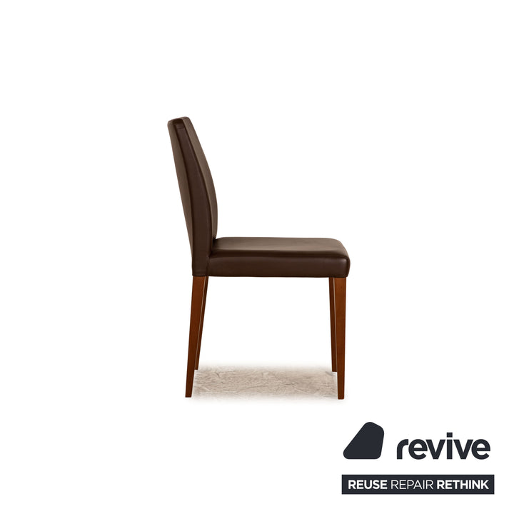 Set of 4 Poltrona Frau Leather Chairs Brown Dining Room