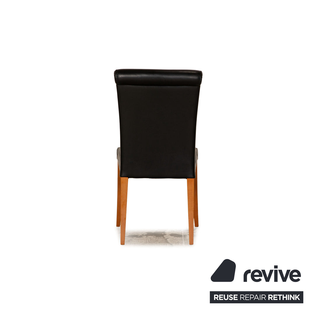 Set of 4 Poltrona Frau Vittoria Leather Chairs Black Dining Room